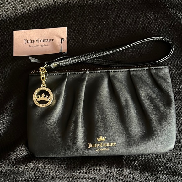 Juicy Couture Handbags - Juicy Couture | Black Wristlet Clutch | OS | NWT | Gold Crown Metal Emblem